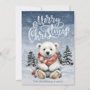 Festiva Acogedor oso polar con tarjeta de Navidades de la