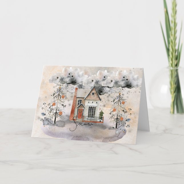 Festiva Acogedora tarjeta de felicitación casera para Navi (Anverso)