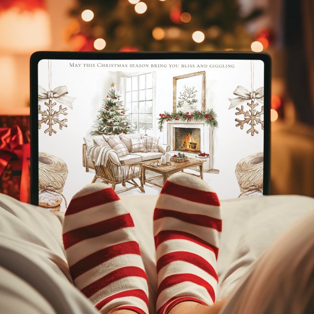 Festiva Acogedora tarjeta de Navidades con foto y arte acu (Subido por el creador)