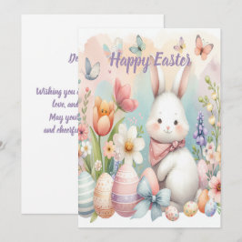 Festiva acuarela de la tarjeta de saludo de Pascua persona