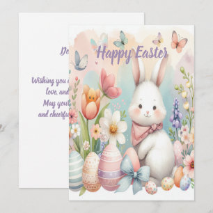 Festiva acuarela de la tarjeta de saludo de Pascua persona