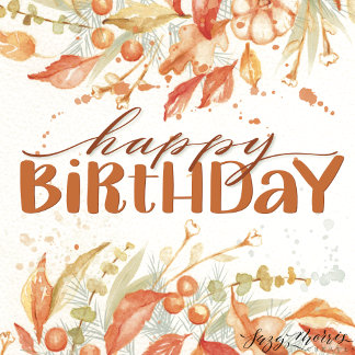Festiva acuarela otoño 5 x 7 tarjeta de cumpleaños