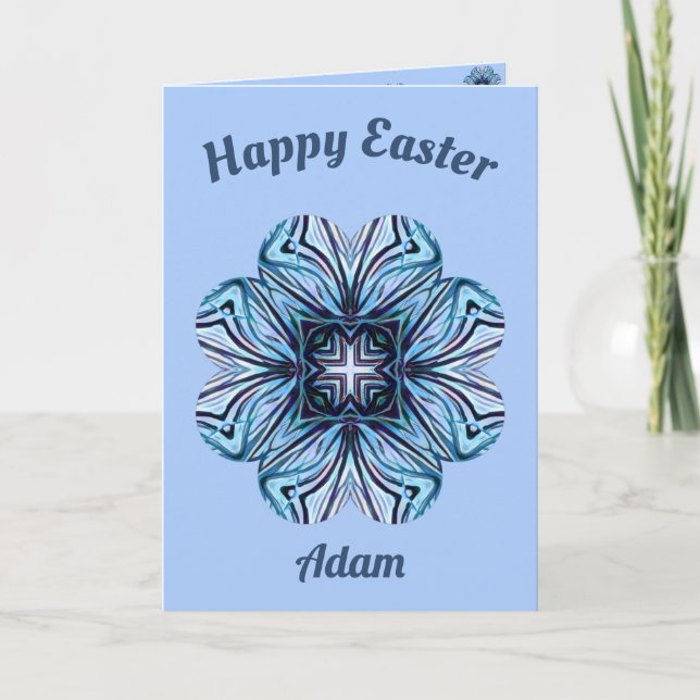 Festiva ADAM ~ Tarjeta de Pascua ~ Sombras de azul y blanc (Anverso)