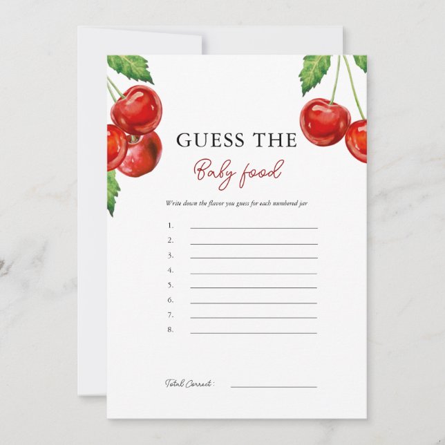 Festiva Adivina el cerezo con la tarjeta de juego de comid (Anverso)