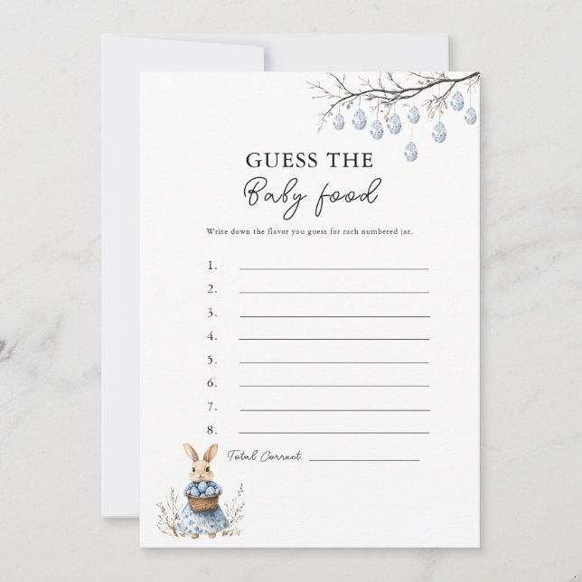 Festiva Adivina Pascua la tarjeta de juego de Baby Shower  (Anverso)