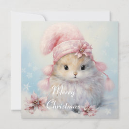 Festiva Adorable tarjeta Fluffy Bunny Navidades