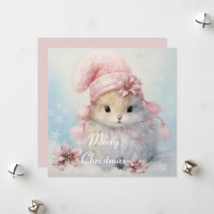 Festiva Adorable tarjeta Fluffy Bunny Navidades