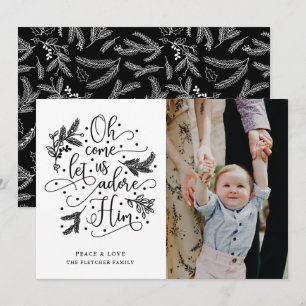 Festiva Adore Him Tarjeta plana de Navidades fotográfico