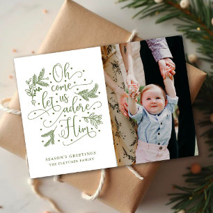 Festiva Adore Him Tarjeta plana de Navidades fotográfico