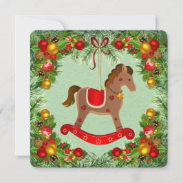 Festiva Adorno de Caballo Mecedor Antiguo Tarjeta Plana