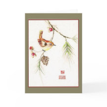 Agridulce--Wren de Carolina. Tarjeta del día de