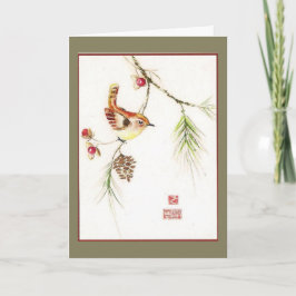 Festiva Agridulce--Wren de Carolina. Tarjeta del día de