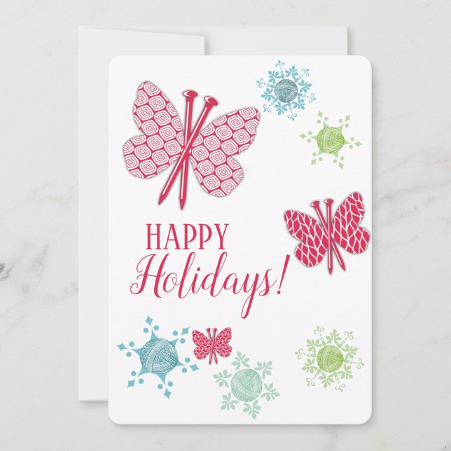 Festiva Agujas de punto mariposas artesanía tarjeta de Nav (Anverso)