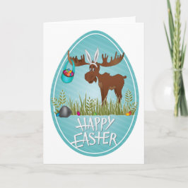 Festiva Alces felices de Pascua - tarjeta