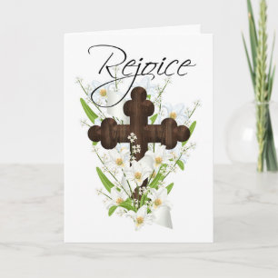 Festiva Alegre, Tarjeta De Saludo De Pascua Con Cruz