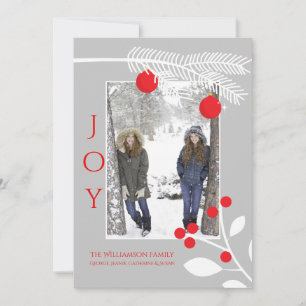 Festiva Alegría elegante con tarjeta de foto navideña Red 