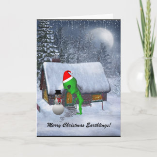 Festiva Alien Santa se reúne con tarjeta de felicitación d