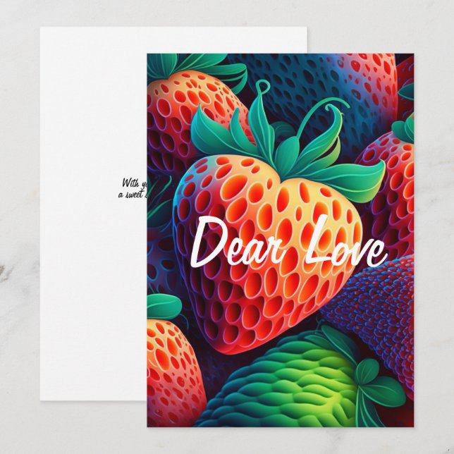 Festiva Amar la tarjeta de fresa para los amantes (Anverso / Reverso)