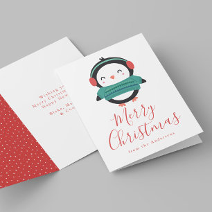 Festiva Amigos lindos de invierno Pingüino Tarjeta de Navi