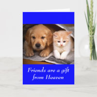 Amistad Tarjeta De Apertura De Oro Puppy & Kitten