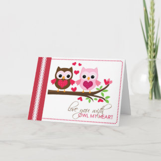 Festiva Amo de búho en la tarjeta de saludo de sucursal / 