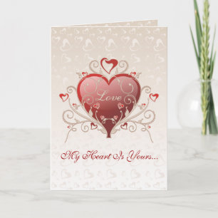 Festiva Amor de San Valentín - Tarjeta de pergamino de oro