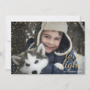 Festiva Amor Nevado del azul y del oro y tarjeta ligera de