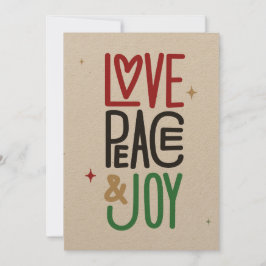 Festiva Amor, paz y alegría | Tarjeta de vacaciones Kraft