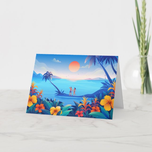 Festiva Amor tropical - Romántica tarjeta de sol de vacaci (Anverso)