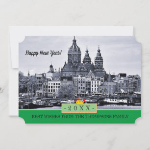 Festiva ¡Amsterdam y Feliz Año Nuevo! Tarjeta /20XX