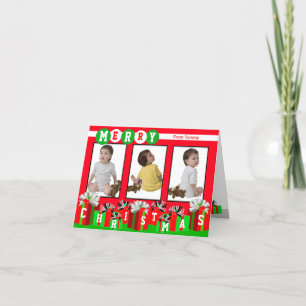 Festiva Añadir 3 Fotos En Un Regalo Rojo De La Tarjeta De 