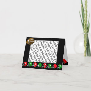 Festiva Añadir foto tarjeta navideña feliz casco de fútbol