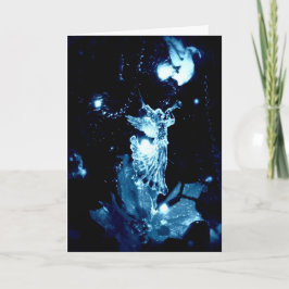 Festiva Ángel azul sobre tarjeta de Navidades negros
