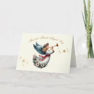 Festiva Angel con tarjeta de Navidades del Cuerno