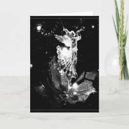 Festiva Ángel con tarjeta de Navidades en blanco y negro