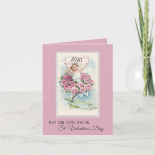 Festiva Ángel de época con tarjeta Día de San Valentín Ros