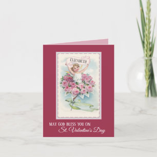 Festiva Ángel de época con tarjeta Día de San Valentín Ros