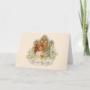 Festiva Ángel de Pascua con Arpa - Tarjeta