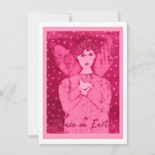 Festiva Ángel Primitivo Rosa con tarjeta de vacaciones de
