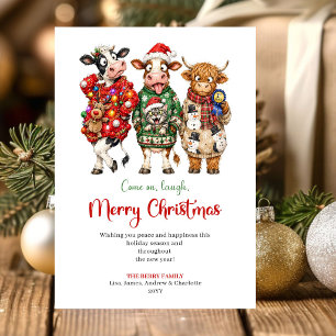 Festiva Animales Elegantes y Caprichosos Tarjeta de Navida