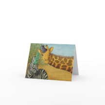 Animales fiestas: Tarjeta Giraffe/Zebra 4"x5.6"