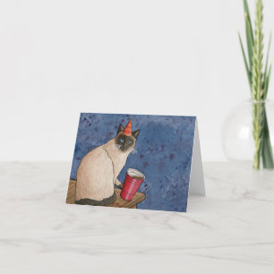 Festiva Animales fiestas: Tarjeta para gato siamesa 4"x5.6