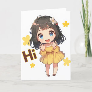 Festiva Anime Chica de alta tarjeta Chibi Yellow