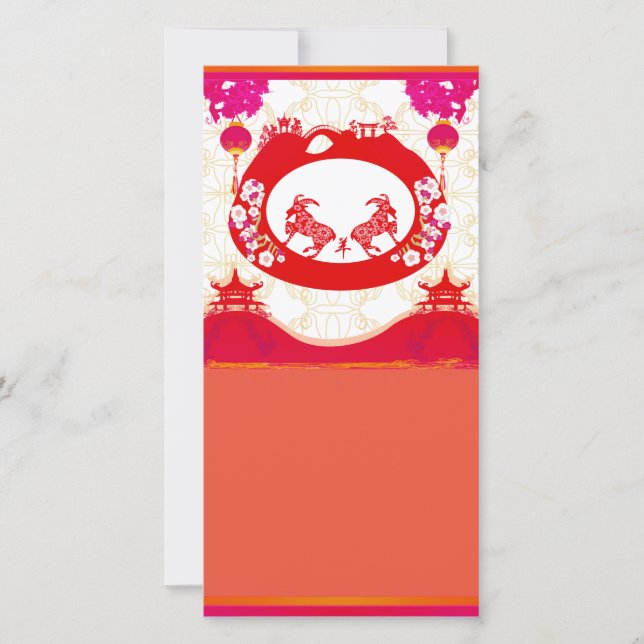 Festiva año de la tarjeta fotográfica de cabra (Anverso)