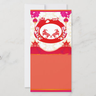 Festiva año de la tarjeta fotográfica de cabra