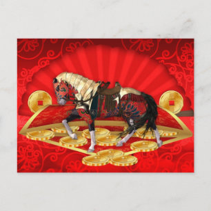 Festiva Año Nuevo Chino, Postal Del Año Del Caballo