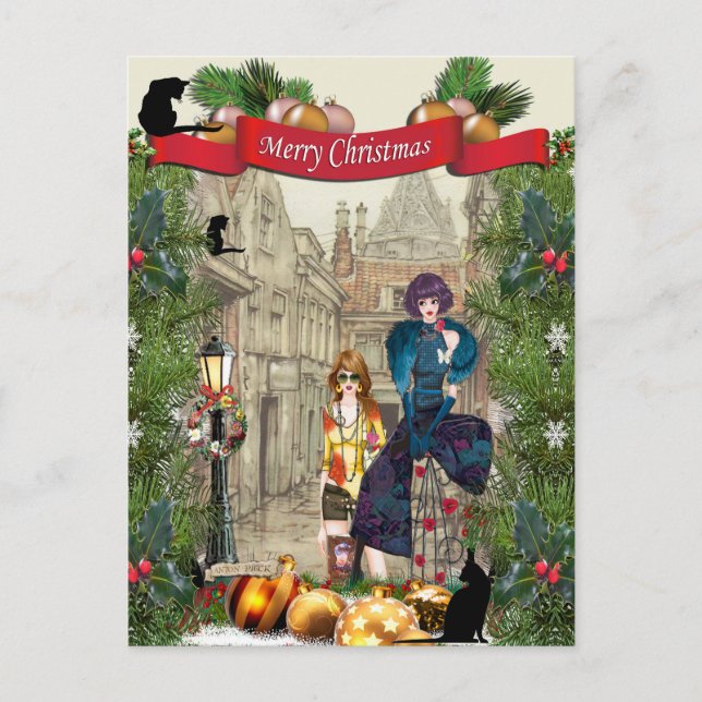 Festiva Anton Pieck en la antigua postal de Amsterdam (Anverso)