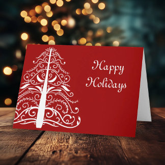 Festiva Árbol blanco en tarjeta de Navidades de negocios r