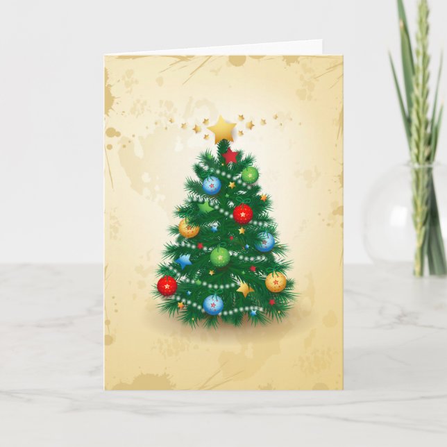 Festiva Árbol de Navidad, tarjeta (Anverso)