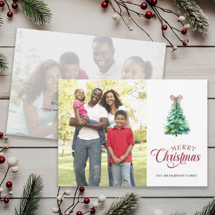Festiva Árbol Mínimo Con Tarjeta De Navidades De Foto Bow